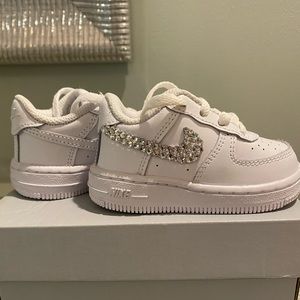 Custom Nike Air Force 1 Low Triple White With Crystals
